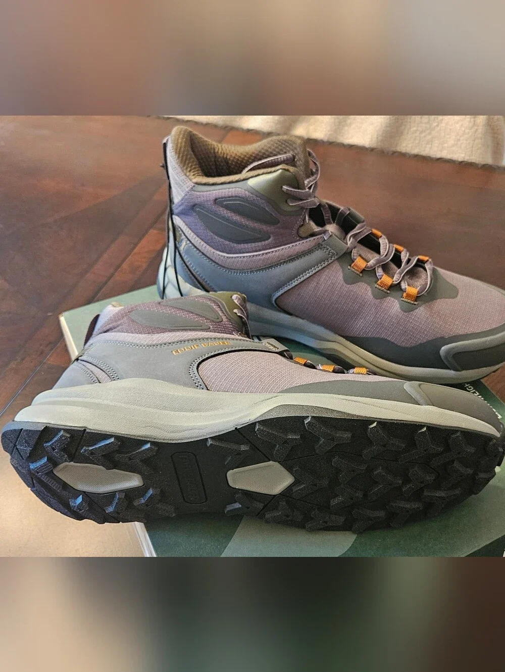 Eddie Bauer Gray and Brown Mid-Top Hiking Boots